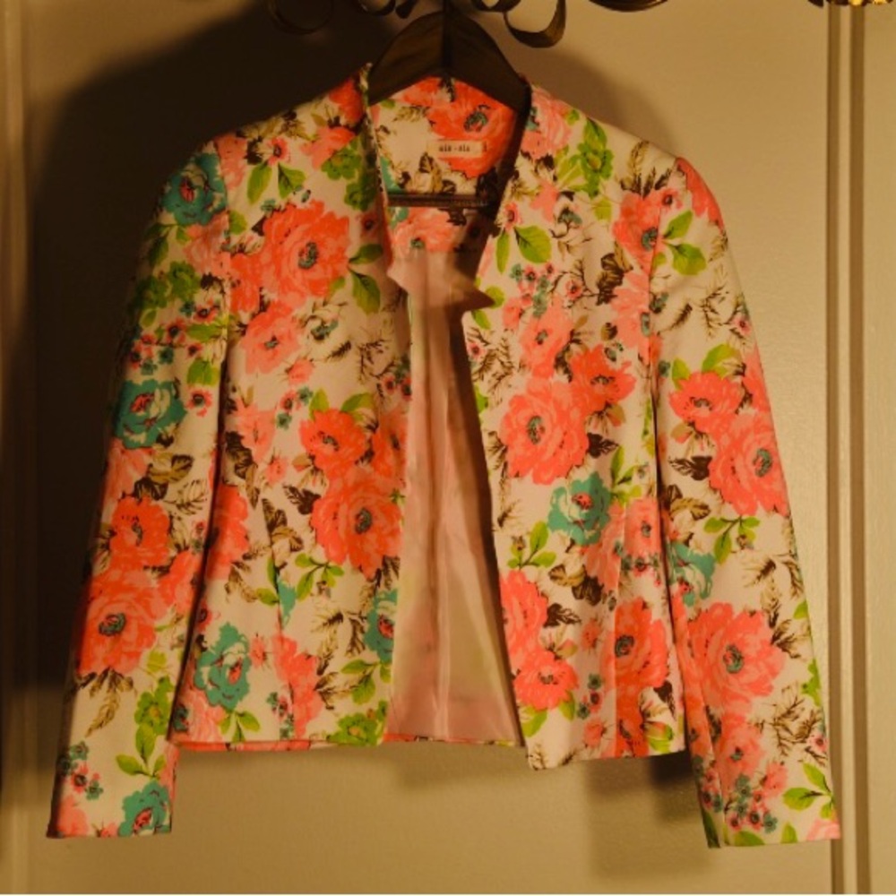 SIS SIS Floral Colorful Pink Blazer Suit Jacket